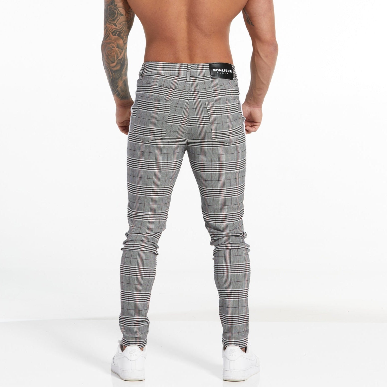 Gray Stretch Pants – White Stripe